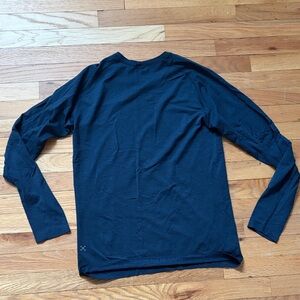 lululemon mens long sleeve shirt sz large navy "live in practice"